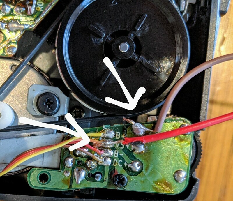 Solder a cable to VS+ and one to the pad next to B+.